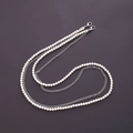 Doppia catena in metallo argentato e perle bianche con chiusura a moschettone elegante - Cordino per Perle a Doppia Catena Argento / Argento