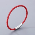 Bracelet en cuir tressé rouge avec fermoir magnétique en argent poli pour hommes et femmes - Style B-3.5mm Cordon Rouge-Fermoir Acier-Bracelet