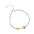 925 Sterling Silber Perlenarmband mit bunten Perlen und Herz-Anhänger für Damen - 925er Silber / Buntes Perlen-Armband mit Herzanhänger (B6036)
