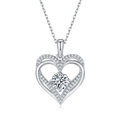 Silver S925 necklace with double heart-shaped pendant featuring a 1.2 carat moissanite - 925 Silver / K White Gold Plated (Pendant With Chain)