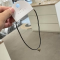 Minimalist black beaded choker necklace with golden LOVE heart pendant for women - Black Heart Pendant Style