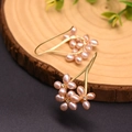 Handmade 925 silver pink pearl flower earrings with gold hooks and sparkling crystals - Pink Pearl Petal Ear Hooks