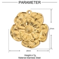 Dimensiones técnicas del colgante flor dorada en acero inoxidable con 27mm de alto - YE539-Pétalo 3D