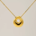 Golden bubble letter pendant necklace made of high-quality durable stainless steel - Gold - Letter O