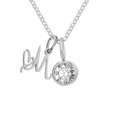 Collier élégant en acier inoxydable avec pendentif cœur lettre M et pierre de naissance - Lettre M / Argent