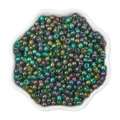 Perline di vetro iridescenti da 4mm con riflessi arcobaleno metallici verdi e blu - 4mm / Sistema Verde