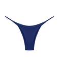 Minimalist dark blue double-strap cotton thong with low-waist sexy cutout design - Navy Blue