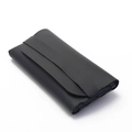 Chic black lychee grain leather case with strap closure for cat eye glasses - Leather Case Strap Style / Black