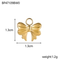 Detailed view of golden stainless steel bow pendant measuring 1.3cm with weight specs - BP47109BW0-Gold 3D Bowknot (1.3x1.3cm)