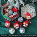 Set of 14 Christmas balls with Santa and reindeer patterns in a premium gift box - Cartoon Santa Claus
