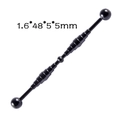 Black industrial piercing barbell in stainless steel, 1.6x48x5mm size variant - Black - Double Barbell Shape