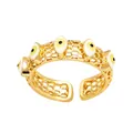 Bague ouverte dorée mauvais oeil pour femme avec cinq motifs d'yeux en émail incrustés - Taille Ouverte Réglable / Jaune