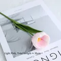 Lifelike light pink PU tulip artificial flower stem, 35cm length, with realistic texture - Light Pink