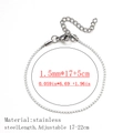 Silver 1.5mm stainless steel chain bracelet with adjustable 17-22cm lobster clasp - Flat S-link Style / 1.5mm Wide (17+5cm) / Steel