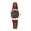Orologio donna quadrato al quarzo con cassa oro rosa, quadrante nero e cinturino pelle - Cassa Oro Rosa Quadrante Nero Cinturino Marrone