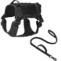 Tactical dog harness and leash set in black nylon for large dog training and outdoor use - Black Harness & Leash 2-Piece Set
