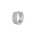 Classic silver huggie earrings featuring multi-row pave micro-set cubic zirconia crystals - Multi-Row Pave/Huggie / Silver