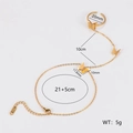 Detailed size measurement of golden butterfly ring bracelet set with dimensions - Matte Butterfly