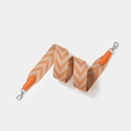 Orange and beige herringbone woven bag strap with leather ends and silver metal hooks - 5cm x 70cm / Orange Silver Buckle