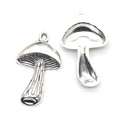 Silver mushroom charms in alloy for DIY jewelry making showing front and back details - Style A3-155