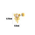 Golden heart bow cartilage stud earring with zirconia stones and ball back, size 0.75x0.5cm - Bow Heart Style (2#) / Gold Yellow
