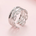 Mehrlagiger Edelstahlring in Silber mit Ketten-Design und verstellbarer Breite - Silber
