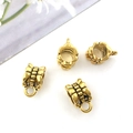Antique gold finish spacer beads with embossed texture and hanging loops for DIY jewelry - 14332-Gold Ripple Texture