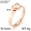 Herzring in Roségold mit zentralem Kristalleinsatz und glattem, minimalistischem Band - US 6 / Roségold