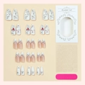 Set unghie finte vintage dorate con motivi 3D e confezione regalo bianca di lusso - 30 Pezzi In Scatola (2XB1-14160)