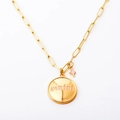 Collana zodiaco Gemelli dorata con ciondolo in smalto rosa e catena a graffetta - Gemelli