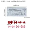 Detail view of 6-cavity bow silicone mold with dimensions for DIY hair accessories - 6-Cavity Small Bow Mold