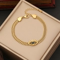 Gold stainless steel evil eye bracelet with blue gemstone in a luxury beige gift box - 2# Bracelet (Evil Eye Cuban Chain Bracelet)