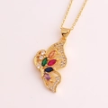 Elegant gold necklace with butterfly pendant featuring vibrant multicolored cubic zirconia - Colorful Full Butterfly Style (XL198-2)