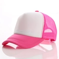 Pink and white mesh trucker hat with adjustable snapback and 5-panel foam design - Adjustable / Rose Red White