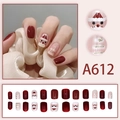 Short square Christmas press-on nails with red Santa and glitter tree designs - A612 Santa Claus/Glue Style