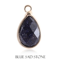 Teardrop pendant with sparkling blue goldstone and elegant gold plated metal edge - 8*12mm Double Sided Cut / Blue Goldstone-Gold Edge