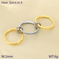 Interlinked tricolor stacking rings with polished gold and silver cubic zirconia bands - US 6 / Two Gold One Silver Three-Linked Interlocking Pave Style (KR113335-Z)