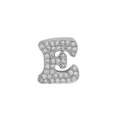 18k plated silver-tone letter E pendant charm with pavé cubic zirconia inlay - Silver E