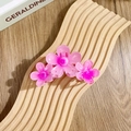 Pink translucent resin hair claw clip with three layered frangipani gradient flowers - Triple Five-Petal Flowers / Rose Red