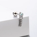 Titanium steel butterfly screw stud earring with colorful zircon star pendant in silver finish - Iridescent Five-Pointed Star Style (A115-4#)