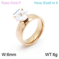 Bague minimaliste en or rose avec motif martelé et pierre de zircone carrée - Style Martelée Unique (KR100654-K)