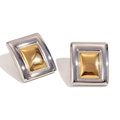 Orecchini geometrici rettangolari bicolore in oro 18 carati e argento per donna - Bicolore (Oro e Argento)