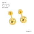 Minimalist 18K gold plated stainless steel 6mm ball stud earrings with screw back - 6mm / Gold
