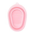 Pink foldable silicone makeup brush cleaning bowl with multi-textured surface for deep wash - Pink
