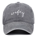 Casquette de baseball en coton gris foncé délavé avec broderie blanche Wifey - Gris