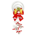 Christmas tree hanging ornament with Merry Christmas bow, bells, and Santa figurines - Silver