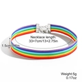 Rainbow striped choker with metal end clips and adjustable 33+7cm extension chain - Ribbon Choker