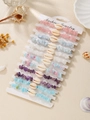 Detailed view of handmade beaded shell bracelet set with natural ocean starfish elements - SY0406-2 Colorful Stone Shell Style / 10 Strands Pack