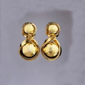 Elegant gold-plated double ball stud earrings with minimalist curved metal frame - Gold