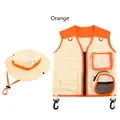 Set avventura per bambini con gilet e cappello in bianco sporco e arancione acceso - Taglia unica / Set da esploratore arancione (0813-2)